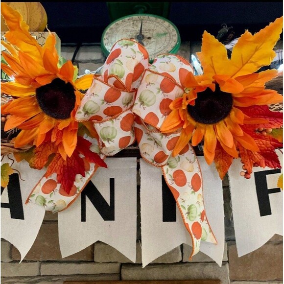 Fall Sunflower Lantern Swag: Autumn Mantle Centerpiece - Picture 7 of 10